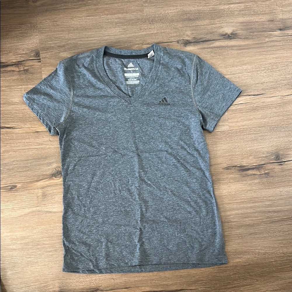 Adidas Heather Gray V-Neck Tee